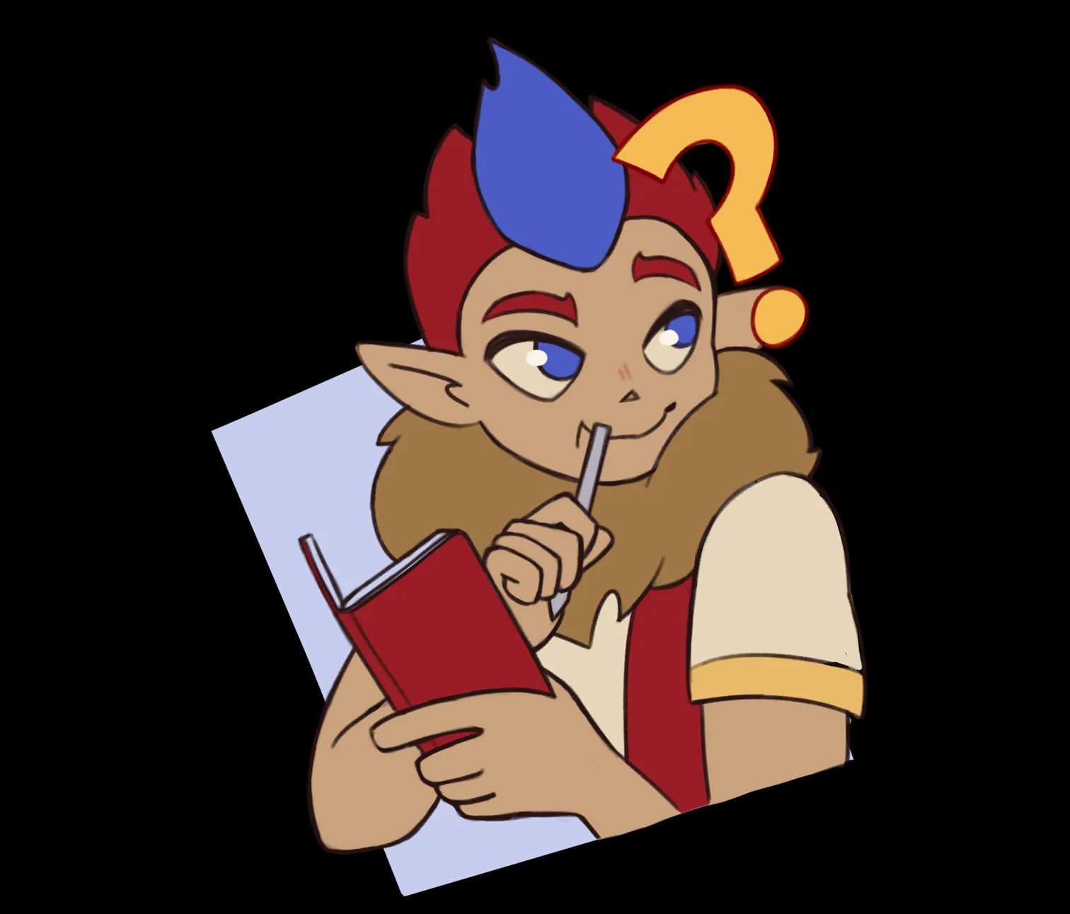 Genom tomando notas junto a un signo de pregunta