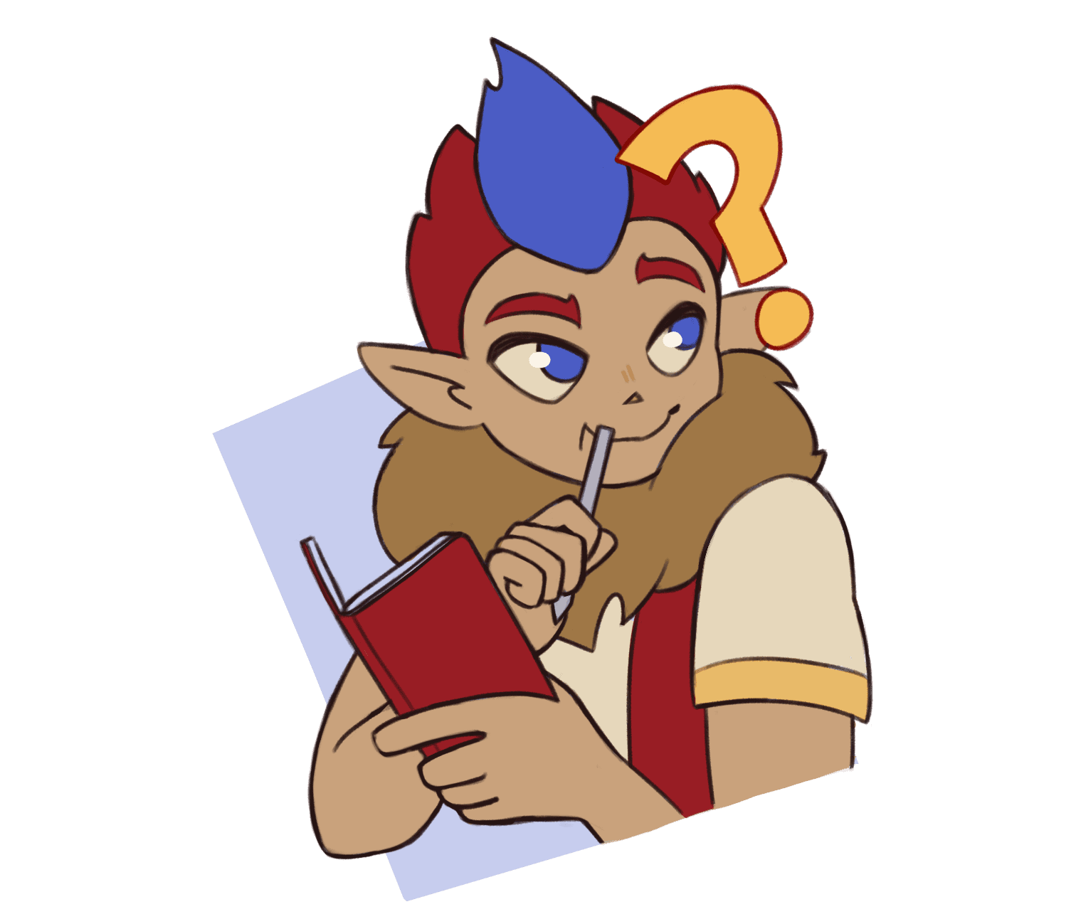 Genom tomando notas junto a un signo de pregunta